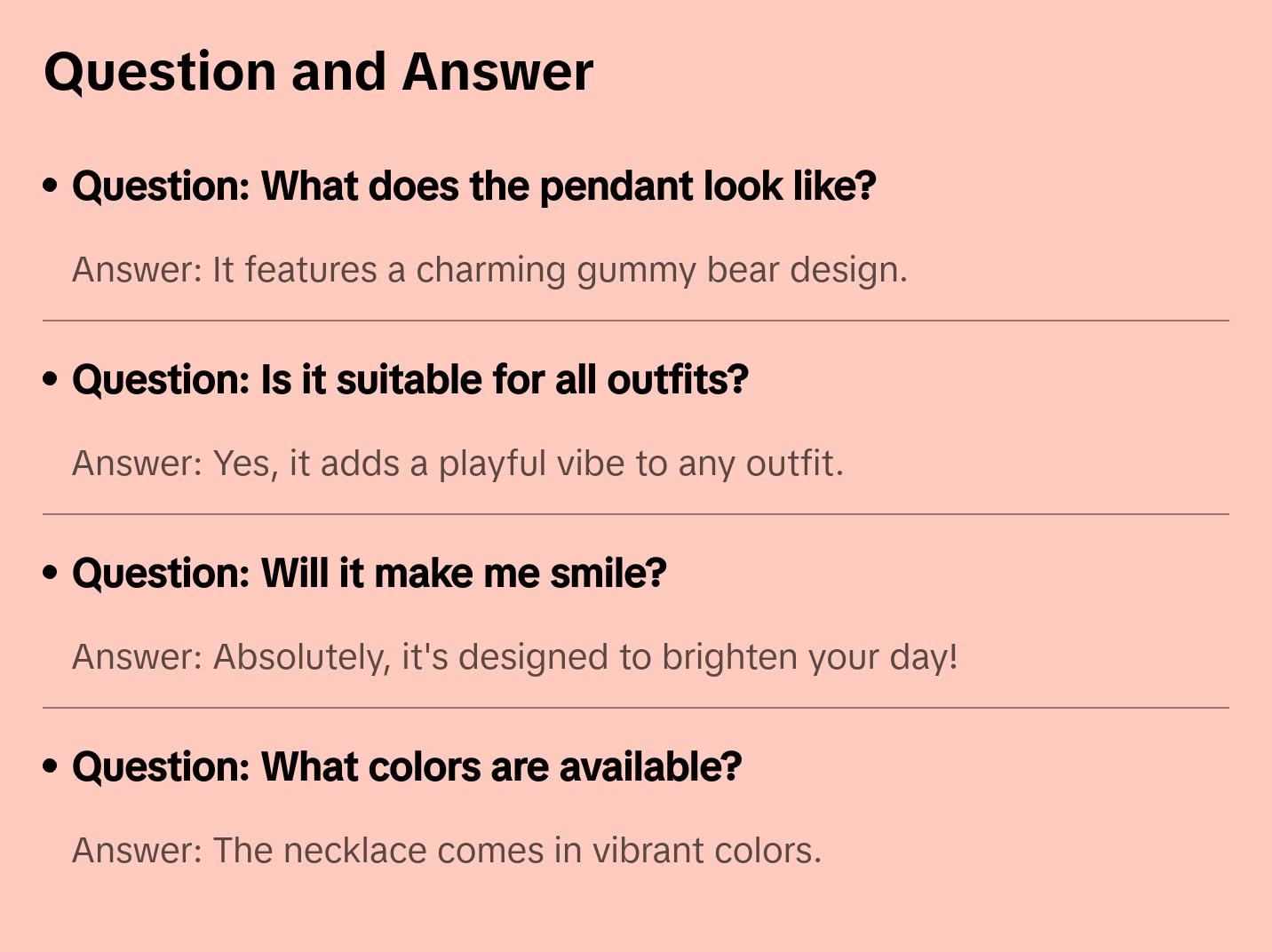 Gummy Bear Pendant Necklace