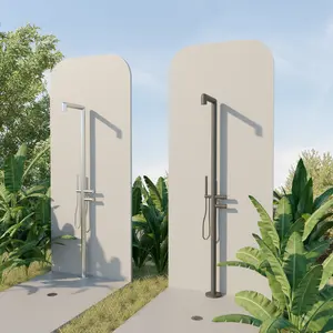 Freestanding Outdoor Shower with Hand Shower by DAX - Stainless Steel Body