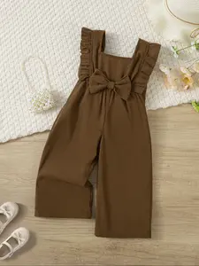 Girls Cute Strap Pants for Ages 3-7, Spring & Fall Woven Fabric, Striped Design, Comfortable Wide Shoulder Straps, Perfect for Holidays Baby Clothes Girl