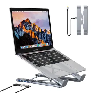 Five-In-One Laptop Docking Station Stand, Tablet Holder, Multi-Function Computer Accessory, Durable & Space-Saving Design