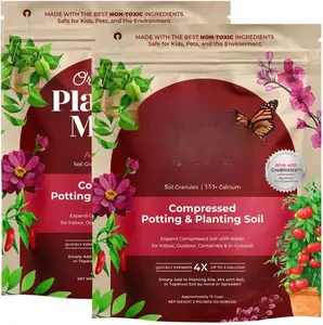Compressed  Potting Soil:  , Expands Up to 4X with Water, Nutrient-Dense   Derived from Worm Castings, Types of s,  & Pet Safe (Two 2 lb Bags)