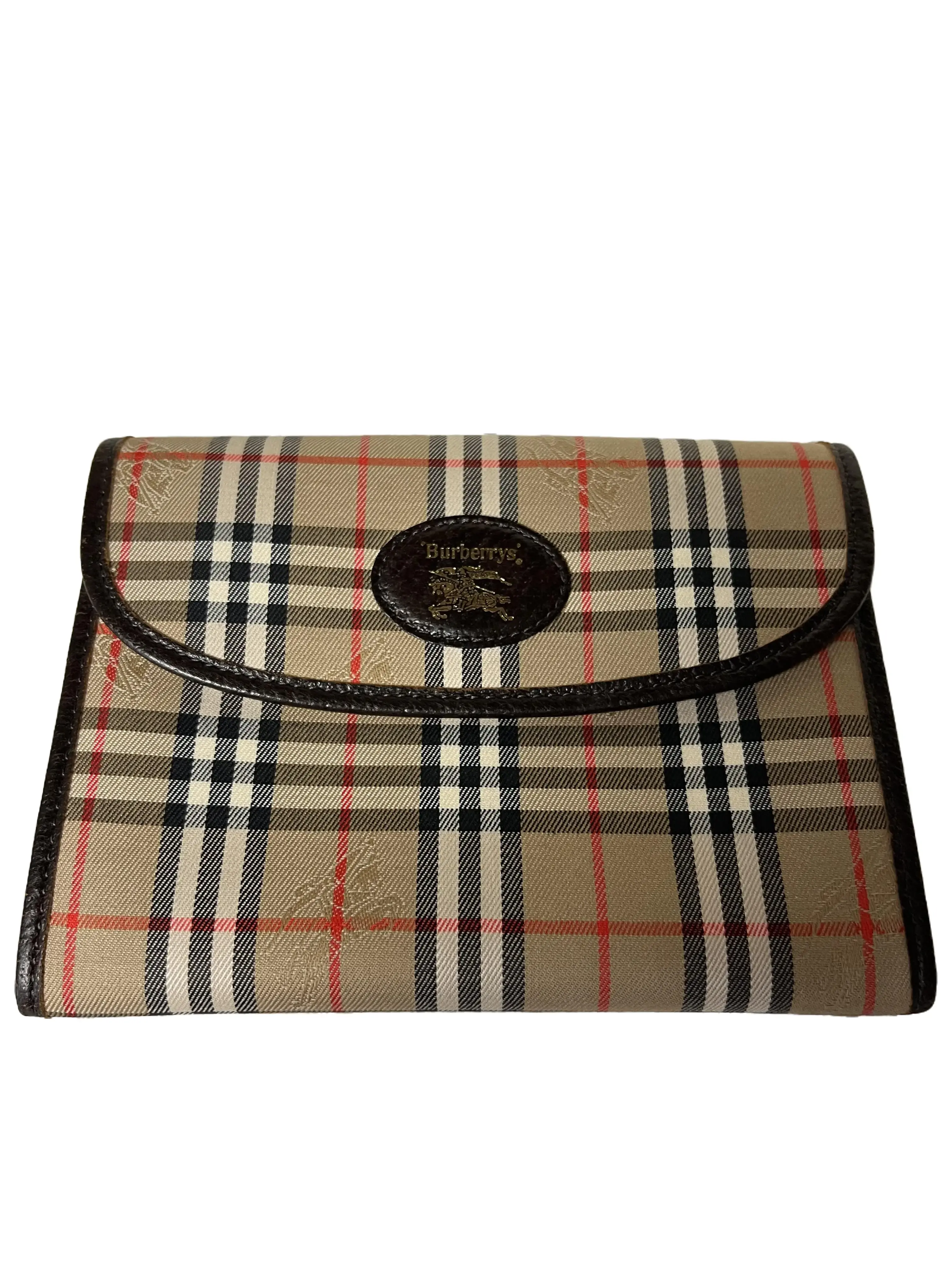 Pre-owned BURBERRY Canvas Wallet Haymarket Nova Check Pouch