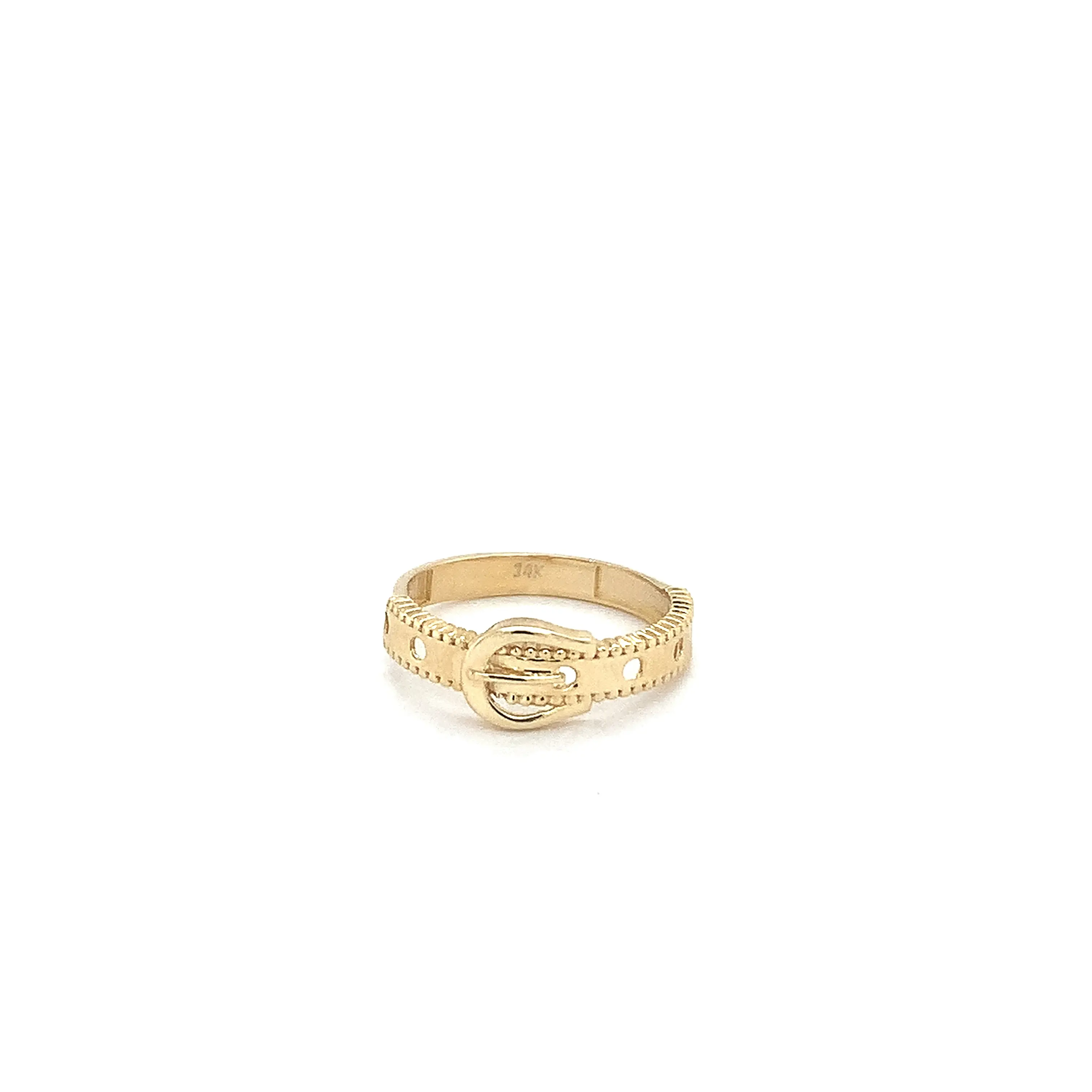 14K Solid Gold Belt Buckle Ring