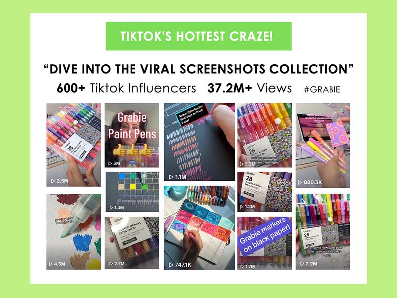 [Flash Sale] Grabie Acrylic Markers Paint Pens Set (Drawing Pad Included), for Rock Painting, Ceramic, Canvas, Plastic, Glass artmarkers acrylic paintmarkers, coloring, artist, creative, durable, glossy, easily, waterproof, gift for valentines's day