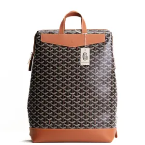 Pre-owned Goyard Coated Canvas Backpacks Goyardine Cisalpin Backpack Black w/ Gold Trim