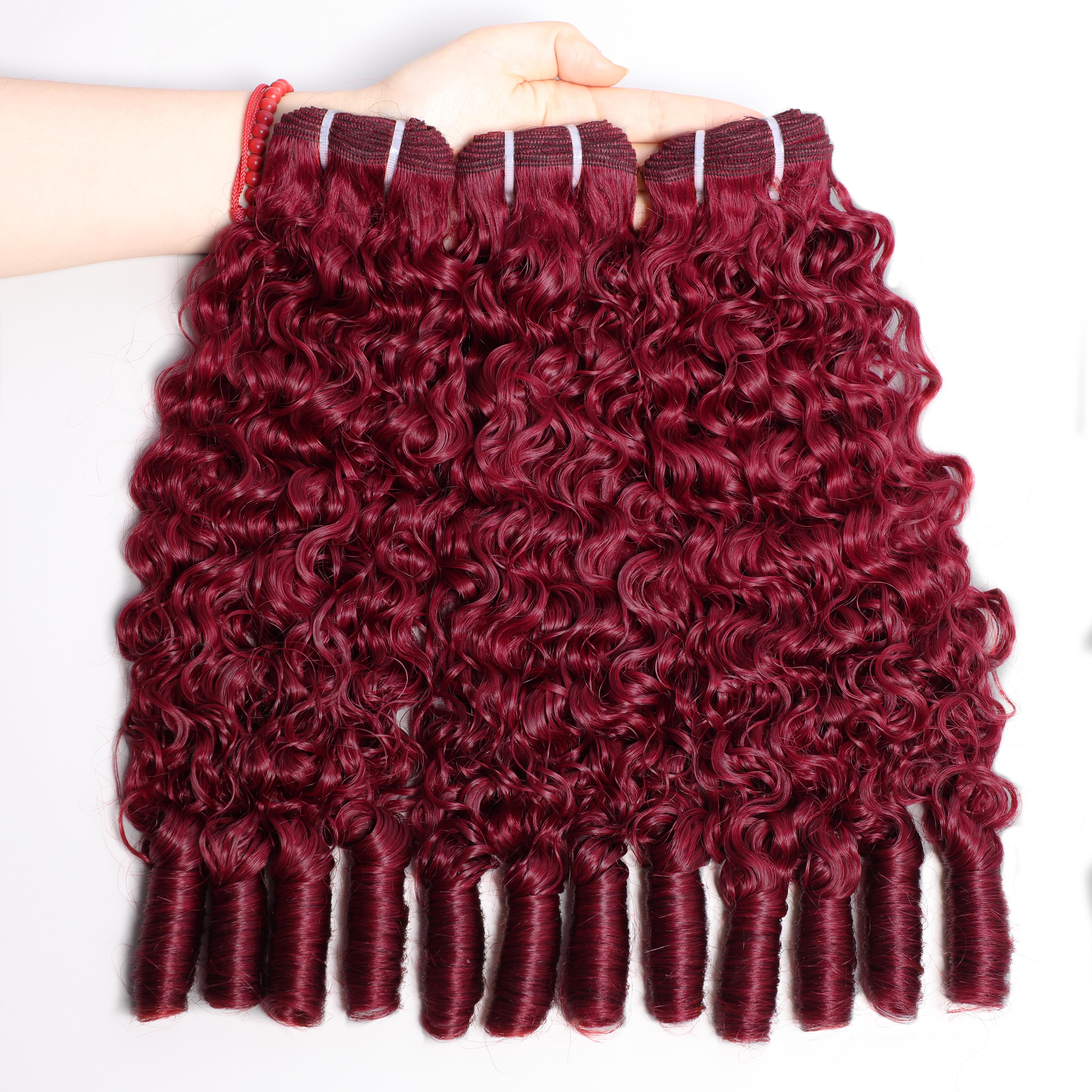 Burmese Curly 3 or 4 PCS Bundles Virgin Human Hair 16A 99J Color 14-32 Inches Spiral Ends Look
