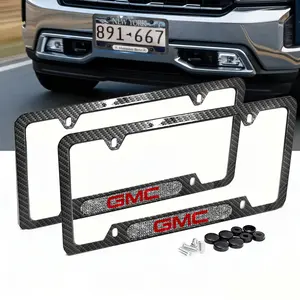 For GMC car license plate frame, license plate holder, carbon fiber texture, unisex, sparkling car logo, metal frame