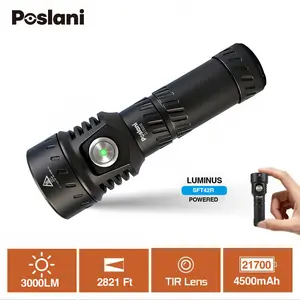 Poslani D1mini 3000lm ultra bright Tir Lens flashlight,shower lamp 21700 Rechargeable EDC Flashlight,860m SFT42R LED IP68 Waterproof Magnetic Tail Torch,perfect for outdoor,emergency,Hiking,Dog Walking,Gift