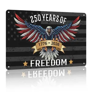 250 Anniversary metal sign America National  Eagle 250 Years of Freedom 1776-2026 250th Birthday Patriotic Signs for Room House Welcome Lawn Backdrop Parade Aluminum Sign 12x8in