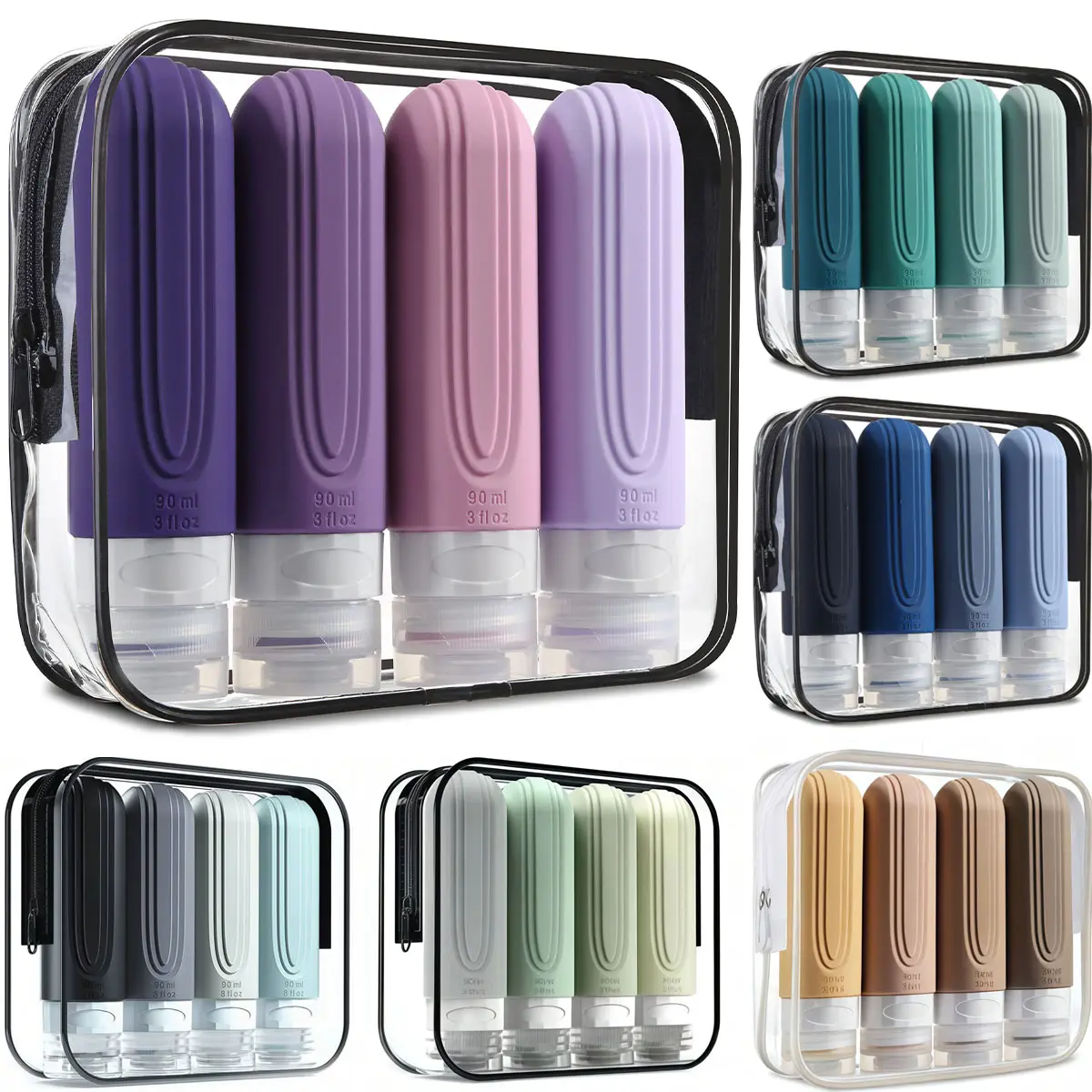 4pcs Silicone Travel Shampoo Subpackage Bottles, Makeup Container Set, Toiletry Storage for Travel, Ideal Gift for Friends (New Year, Birthday)