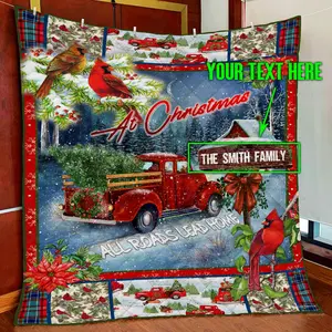 Personalized Christmas Red Truck Custom Name Fleece Blankets & Quilt Blankets - The Perfect Warm Gift for Everyone - Bring Comfort and Joy to Your Loved Ones - A Thoughtful Present for Friends, Family, and Partners