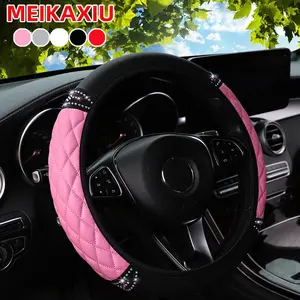Rhinestone Decor Car Steering Wheel Cover, 1 Count Soft Comfortable Car Steering Wheel Protector, Car Interior Decoration Accessories for Women