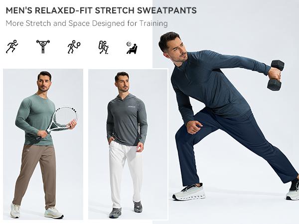 [Clearance] G Gradual Men's 4-Way Stretch Moisture-Wick Athletic Sweatpants, Lightweight Mesh Open Bottom Joggers with Zipper Pockets, Elastic Waist Workout Gear for Gym Running, Running Pants,travel essentials,camping essentials, Quick-Dry