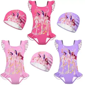 Girls 3D Jumpsuit Slim Fit Swimwear Natural Waist Design Trendy Beachwear Summer Swimsuit Outfit for Girls