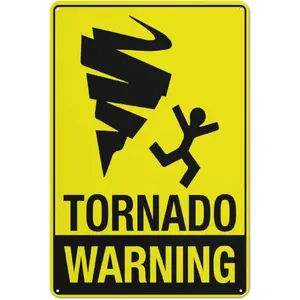 Tornado Warning Sign 12 X 8 Inches Aluminum Sign Reflective - Uv Protected, Waterproof, Weatherproof And Fade Resistant - 4Pre-Drilled Holes