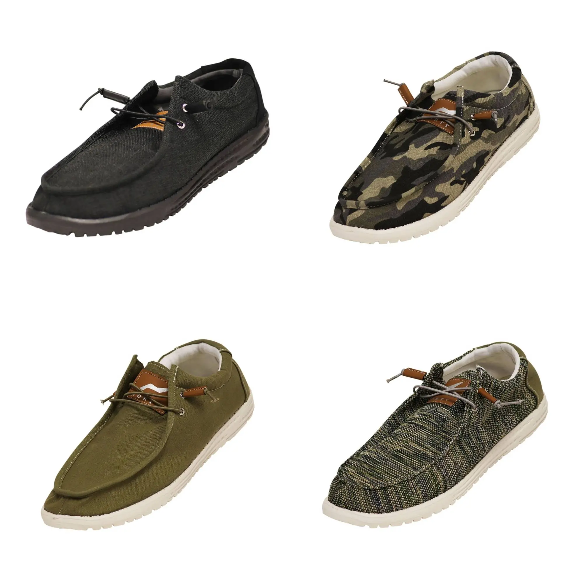NORTY Men Lightweight Loafer Canvas Slip on Lace Up Tie Boat Shoe 41961