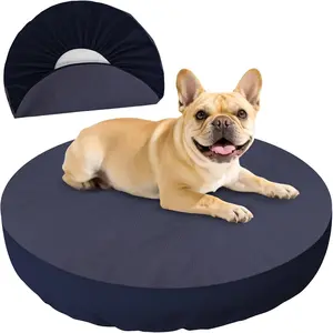 Dog Bed Covers Replacement Washable for Round & Donut Dog Bed 100% Waterproof Soft Noiseless Pet Bed Cover 36" x 36" x 10" Blue