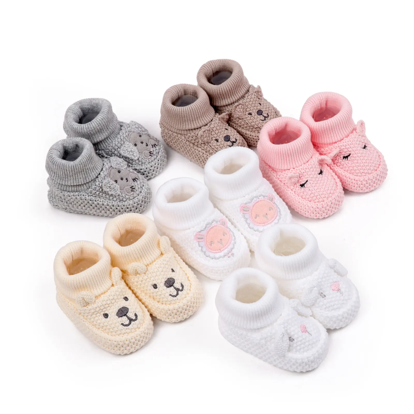 Meihuida Knitted Baby Booties with Ears Soft Infant Boots Comfortable Winter Shoes for Boys and Girls