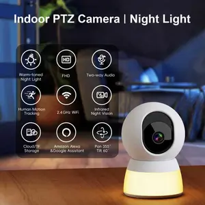 Smart WiFi Baby Monitor with Night Light, 1080P Secure Wide Angle Video, Ip Wireless Camera, Pan Tilt, Two-Way Audio