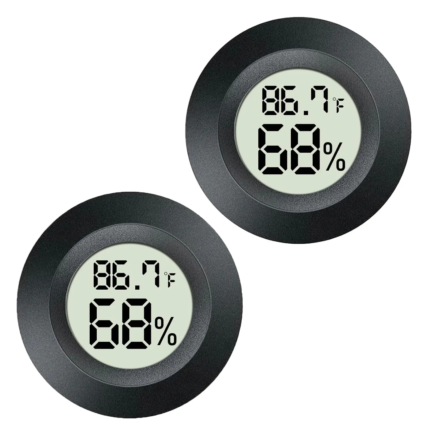 2 Pack Mini Digital Hygrometer Gauge Indoor Thermometer, LCD  Temperature Outdoor Humidity Meter for Greenhouse Jars Incubators Guitar Case, Fahrenheit (?) or Celsius(?)