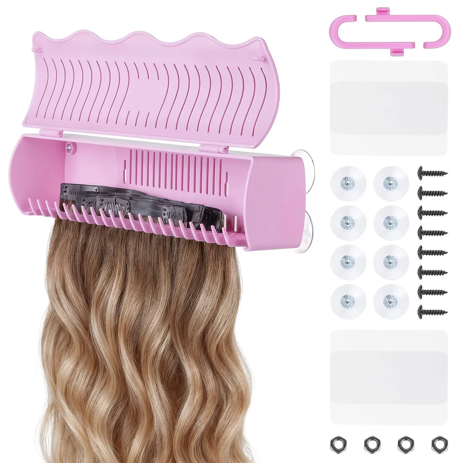 LASHEY Versatile Hair Extension Holder-Hanger - Unscented Secure Storing Organizer with Convenient Design, Setup Tool for Clip-In/Tape-In Extensions & Bundles, Organizes & Keeps Ready for Styling, Single Item, Ready For Use, Packing