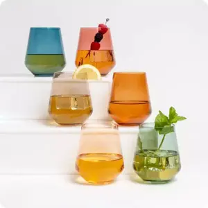 Set of 6 Colorful Stemless Wine Glasses