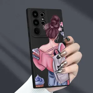 Temperament Pattern Angel Eye Matte Texture Full Protection Anti-fingerprint Black TPU Soft Case with Lens Protector for SamSung for Galaxy S20FE 2022 5G S21FE S23FE/Ultra/Plus A52/A52S 5G/4G Gifts for Friends Women Men Cover Smartphone