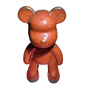 Blue Kiln-Altered Glaze Bearbrick Style Ceramic Ornament, Aesthetic Bear Figurine Home Decor