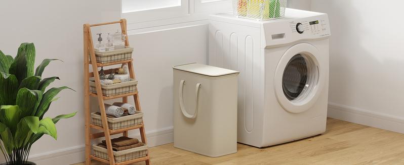 Lifewit 50L Slim Laundry Hamper Basket with Lid, Narrow Collapsible Clothes Storage, Easy Transport with Long Handles, Compact Design for Space Saving