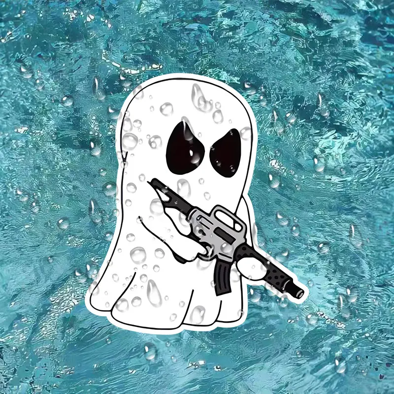 Tactical Ghost Vinyl Stickers, Self-adhesive Graphics, Matte Surface, Single Use, with Gun, Suitable for Laptops, Cars, Suitcases, Bumpers, Refrigerators, Windows, Toolboxes, Motorcycles, Car Sticker Decal, Car Decals