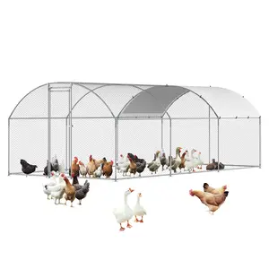 VEVOR Metal Chicken Coop,  9.8x19.3x6.5 ft Large Walk-in Chicken Runs with Cover, Doom Roof Hen House Enclosure with Security Lock, Outdoor Duck Rabbit Cage Poultry Pen for Backyard, Farm, Yard