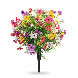 Artificial Flowers for Outdoor Indoor Garden Home Decoration, Plastic Faux Flowers, Faux Flower Daisy with Eucalyptus Leaves Fake Plants Greenery Boxwood Porch Patio