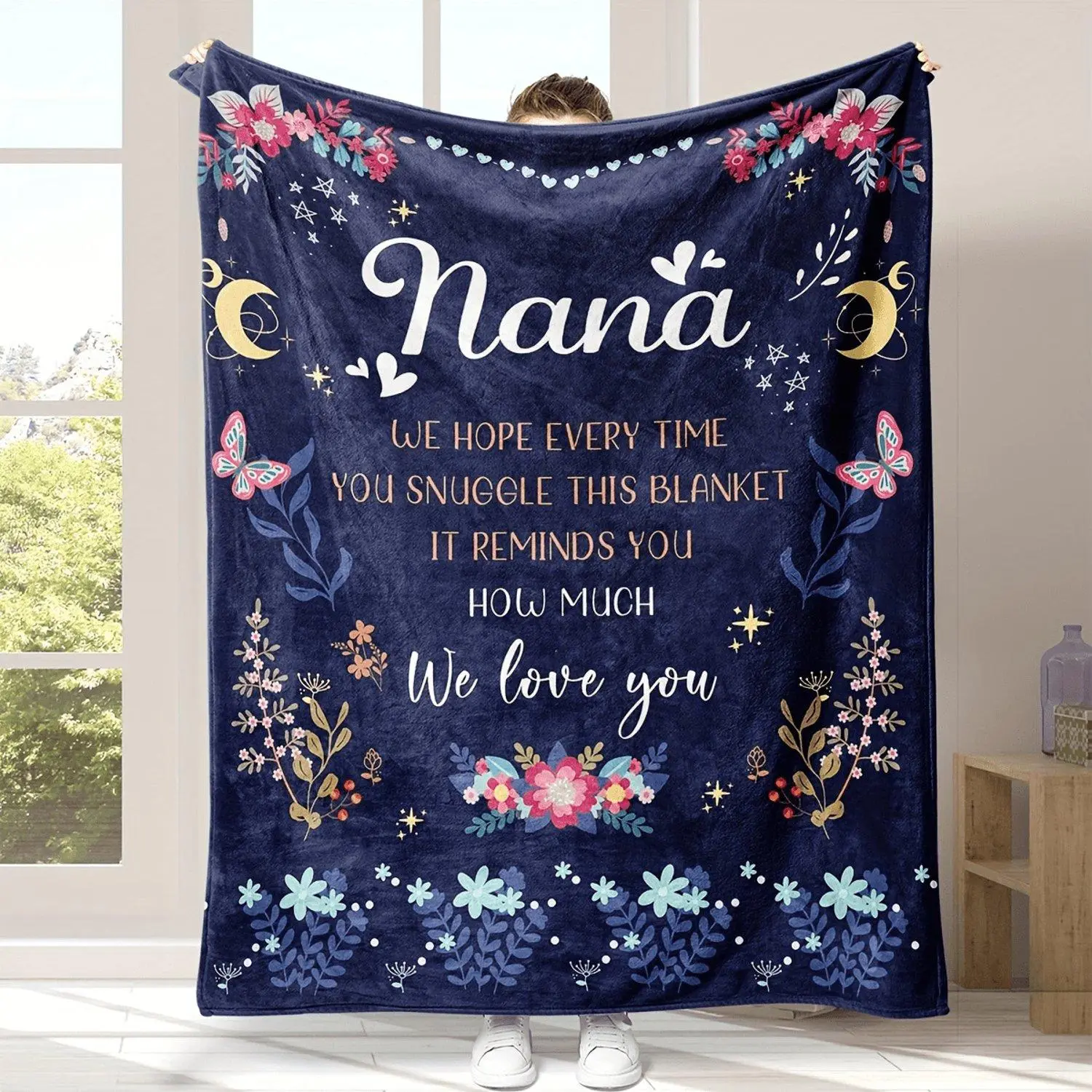 Soft Fleece Nana Gifts 1pc Traditional-Style Blanket - Cozy Flannel Throw for Couch, Nap, or Chilly Nights - Digital Print Polyester Knitted Multi-Purpose Cover Ideal for Mother'S Day, Christmas, Birthday Presents