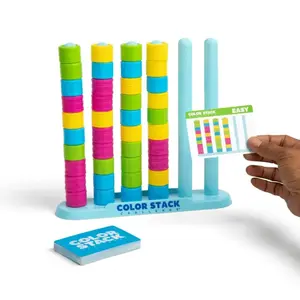 Color Stack Challenge – Easter Basket Stuffers for Kids, A Fast-Paced Color Matching Puzzle Game for Fun Easter Family Game Night, Includes 2 Stack Racks, 50 Challenge Cards, & 80 Rings