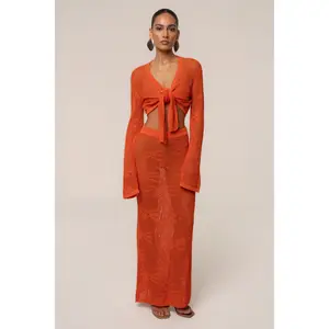 Orange Marbella Crochet Skirt Set