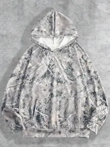 Men's Y2K Hip Hop Camo Long Sleeve Graphic Print Hoodie, Loose Fit Relaxed Fit All-Over Printed Sportswear, Comfortable Fall & Winter Casual Wear, Camouflage Sweatshirts