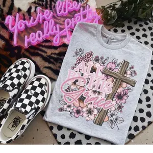 All By His Grace Bleached or Ash Grey Shirt - Faith Shirt - CK’s Boutique and Designs - Gildan