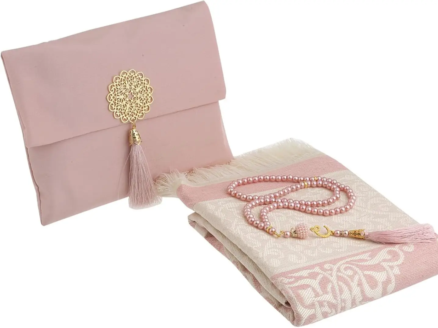 Muslim Prayer Rug with Tasbih and Portable Bag, Muslim Gift for Women Men, Mubarak Islamic Box, Soft Mat Islam Gifts Set, Turkish Sajadah for Ramadan,