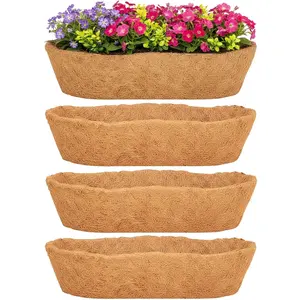 4 count 36" Trough Coco Fiber Replacement Liner Wall-Mounted Coco Liner Trough Half Moon Coconut Coco Liners for Planters Window Box/ Horse Trough Planter