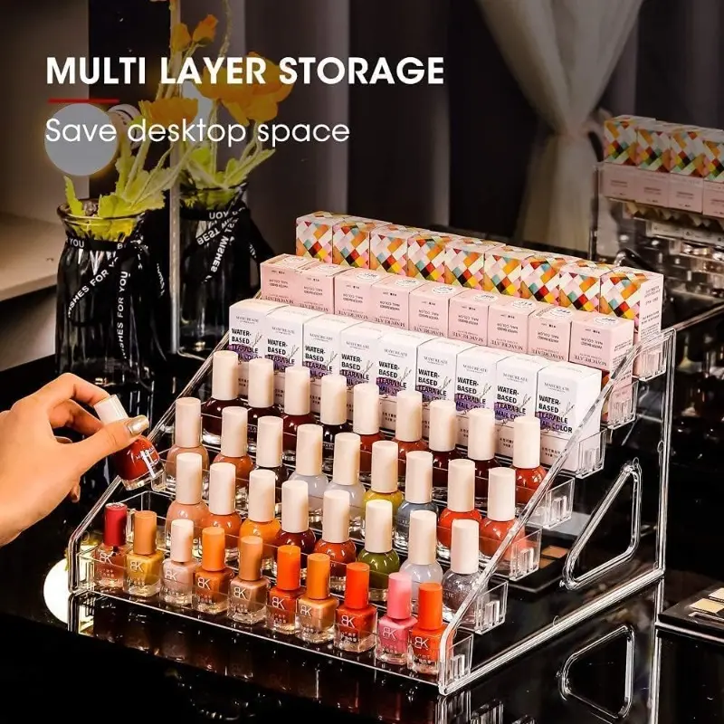 Vanity Essential 7 Layer Sloped Makeup Organizer Clear Acrylic Lipstick Display Rack for Beauty Collections 7-tier cosmetic organizer