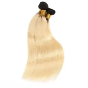 #1B/613 Straight Blonde Hair With Dark Roots Hair 3 Bundles