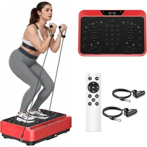 Vibration Plate Exercise Machine with Resistance Bands, Vibrating Plate for Lymphatic Drainage, Whole Body Vibrate Equipment, Home Fitness Workout Weight Loss Sports Massage aerobic stepper
