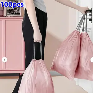 100pcs Drawstring Sturdy Trash Bags, 4 Gallon Capacity, Ideal for Household Kitchen Bathroom Bedroom Home Office, Durable & Convenient Waste Management Solution