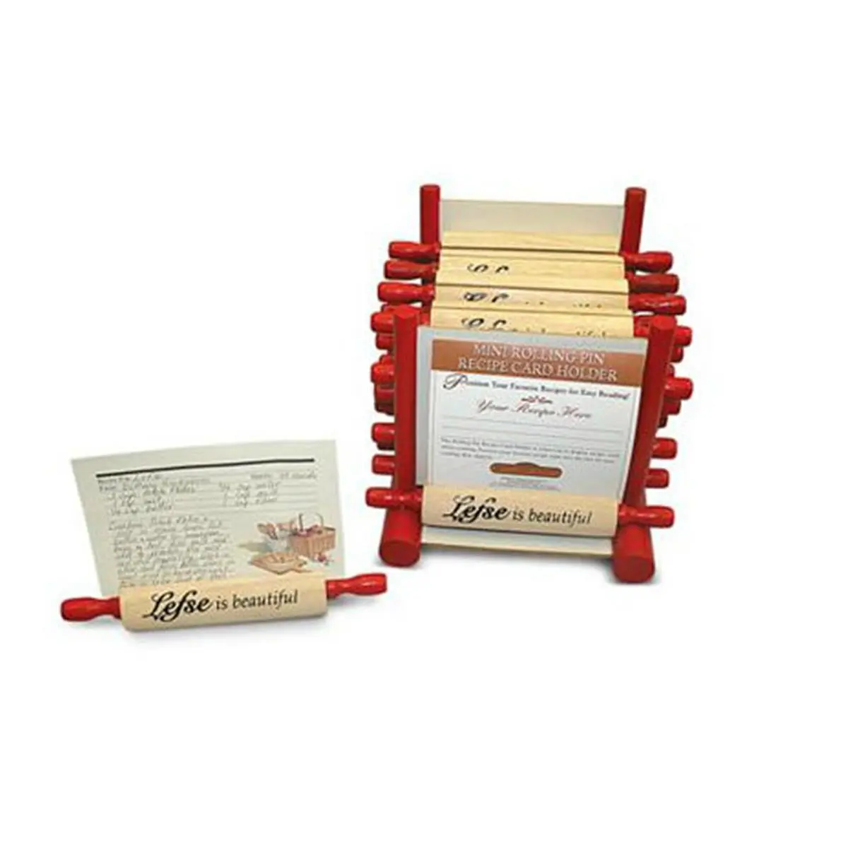 212 MAIN Wooden Recipe Organiser - 280 Lefse Recipe Storage Holder with Quaint Look, Flat Stable Base, Kitchen Cookware Accessory