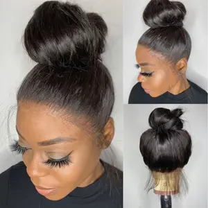 Bling Hair 30 Inch 360 HD Full Lace Front Wig Straight Human Hair Body Wave Transparent Lace Front Wigs Brazilian 180 Density Pre Plucked Drawstring Hidden Strap For Women