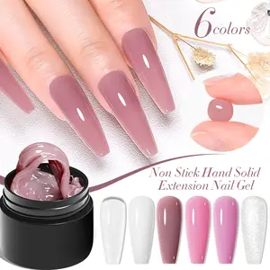 Meet Across 6 Colors Solid Builder Gel, Nail Polish, Non-Sticky Nail Enhancement, Ideal for Crafting & DIY Manicure, Durable Long-Lasting Formula