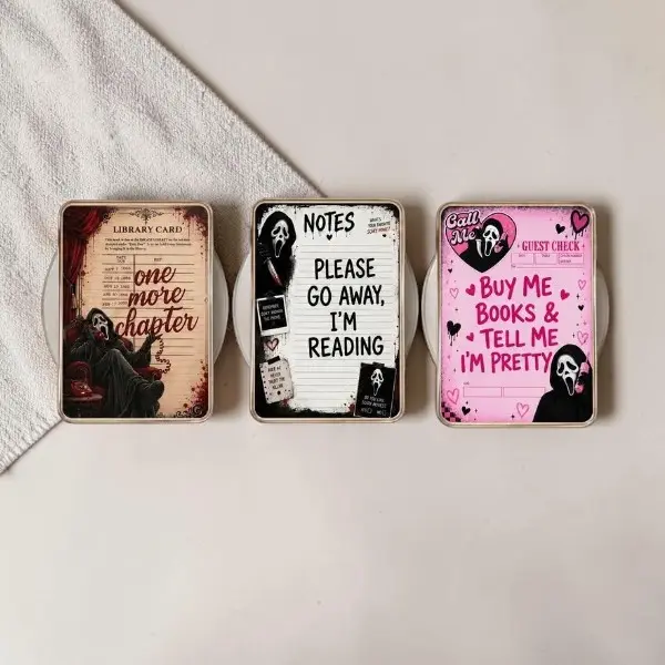 Book Lover Phone Grip, Cute Reading Quote Design, Pink Black Vintage Literary Aesthetic, Funny Bookish Kindle Holder, Spooky Reader Gift, Magnetic Phone Stand