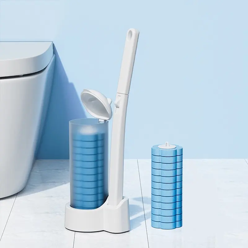 Disposable Toilet Brush Set, 1 Count Toilet Bowl Cleaning Brush with Holder & Refills, Toilet Bowl Brush and Holder, Household Cleaning Tool for Bathroom Toilet Hotel Salon, Bathroom Brush Cleaner, Bathroom Cleaning Tools