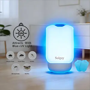 Sulguy Flying Insect Trap & 2 Replacement Glue Boards – Plug in Gnat Trap & Indoor Bug Catcher for Fruit Flies, Gnats, Moths – Blue-Violet Light Technology, Mess-Free & Silent Alternative to Bug Zapper