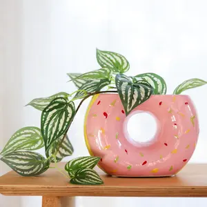4.75H  Ceramic Pink Frosting Donut  Vase